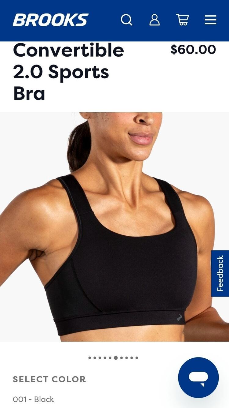 NWT Brooks Drive Convertible High Impact Sports Bra - Black / Size 36DD